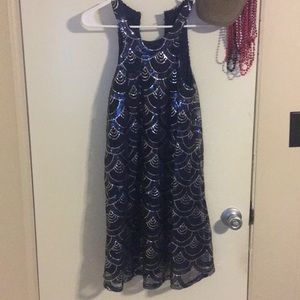 Blue and Solver Sparkle Formal Dress
